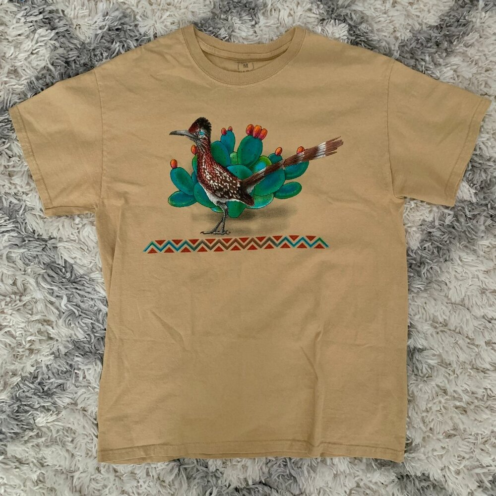 Vintage Made In USA Bird Tee Sportex Apparel Tag Men’s Medium Brown Khaki